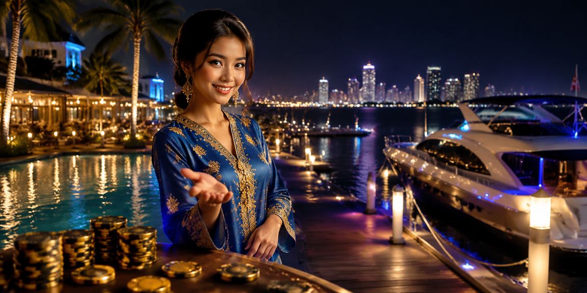 Pemandangan kasino hiburan di Malaysia dengan pelanggan memakai baju kurung